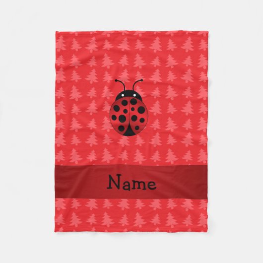 Persoonlijke naam ladybug red kerstbomen fleece deken (Voorkant)
