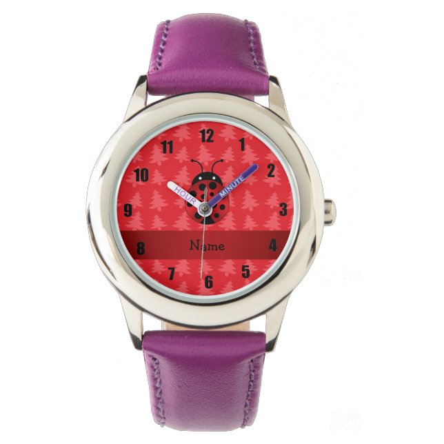 Persoonlijke naam ladybug red kerstbomen horloge (Voorkant)