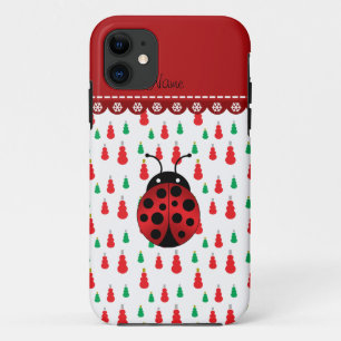 Persoonlijke naam ladybug rode groene sneeuwmannen Case-Mate iPhone case