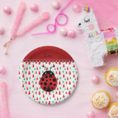 Persoonlijke naam ladybug rode groene sneeuwmannen papieren bordje (Feest)