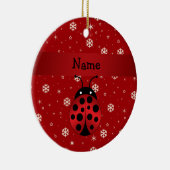 Persoonlijke naam ladybug rode sneeuwvlokken keramisch ornament (Rechts)