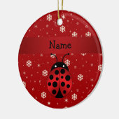 Persoonlijke naam ladybug rode sneeuwvlokken keramisch ornament (Links)