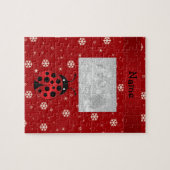Persoonlijke naam ladybug rode sneeuwvlokken legpuzzel (Horizontaal)