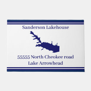 Persoonlijke naam Lake Arrowiad Map Navy Blue Doo Deurmat