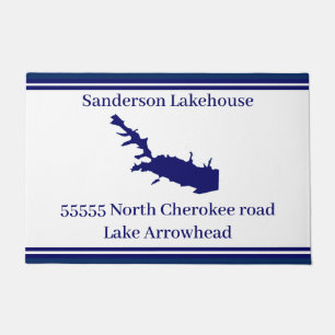 Persoonlijke naam Lake Arrowiad Map Navy Blue Doo Deurmat