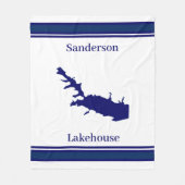 Persoonlijke naam Lake Arrowiad Map Navy Blue Fleece Deken (Voorkant)