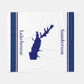 Persoonlijke naam Lake Arrowiad Map Navy Blue Fleece Deken (Voorkant (Horizontaal))