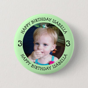 Persoonlijke naam, leeftijd en foto-dag ronde button 5,7 cm