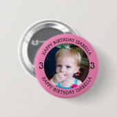 Persoonlijke naam, leeftijd en foto-dag ronde button 5,7 cm (Voorkant /achterkant)