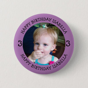 Persoonlijke naam, leeftijd en foto-dag ronde button 5,7 cm