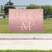 Persoonlijke Naam Letter Roos Gouden Glitter Sling Spandoek (Insitu)