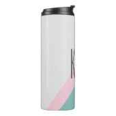 Persoonlijke naam leuk pastel geometrisch turquois thermosbeker (Gedraaid links)