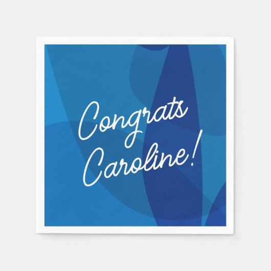 Persoonlijke naam levendig blauwe favoriet afstude servet (Voorkant)