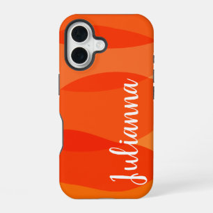 Persoonlijke naam levendig helder rood oranje iPhone 16 hoesje