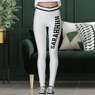 Persoonlijke naam lichtgrijs zwart gestreepte leuk leggings