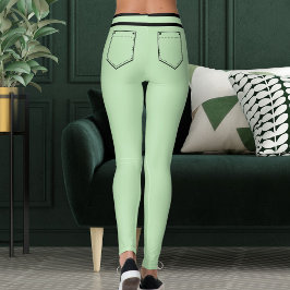 Persoonlijke naam lichtgroene zwarte strepen leuke leggings