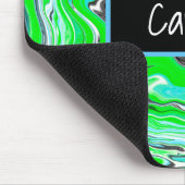 Persoonlijke naam Lime Green en Blue Swirl Mini B Muismat (Hoek)