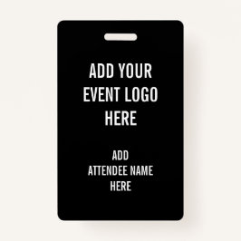 Persoonlijke naam Logo Black White Event Badge