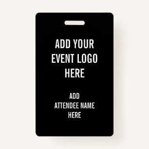 Persoonlijke naam Logo Black White Event Badge