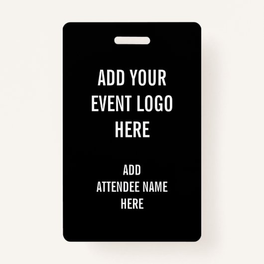 Persoonlijke naam Logo Black White Event Badge (Voorkant)