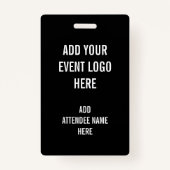 Persoonlijke naam Logo Black White Event Badge (Achterkant)