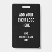 Persoonlijke naam logo zwart-wit evenement badge (Achterkant)