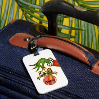 Persoonlijke naam luipaard boog papegaai ornament bagagelabel