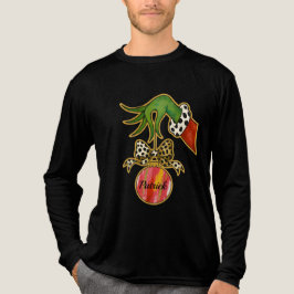 Persoonlijke naam luipaard boog papegaai ornament Tri-Blend shirt