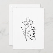 Persoonlijke naam Maart narcis Geboortebloem Uitnodiging Briefkaart (Voorkant / Achterkant)