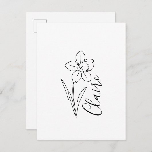 Persoonlijke naam Maart narcis Geboortebloem Uitnodiging Briefkaart (Voorkant / Achterkant)