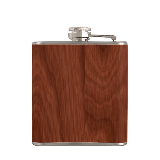 Persoonlijke naam | Mahogany Woodgrain Pattern Heupfles (Achterkant)