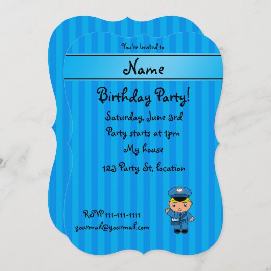 Persoonlijke naam mailman blauwe strepen kaart (Voorkant / Achterkant)