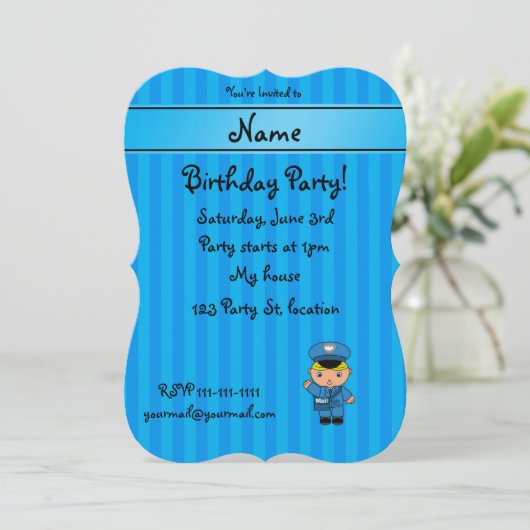 Persoonlijke naam mailman blauwe strepen kaart (Staand voorkant)