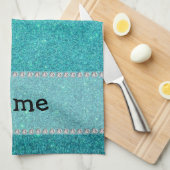 Persoonlijke naam manatee turquoise glitter theedoek (Quarter Fold)