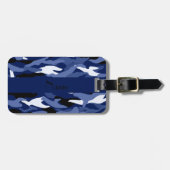 Persoonlijke naam marineblauwe camouflage bagagelabel (Voorkant horizontaal)