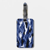 Persoonlijke naam marineblauwe camouflage bagagelabel (Achterkant verticaal)