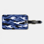 Persoonlijke naam marineblauwe camouflage bagagelabel (Achterkant horizontaal)