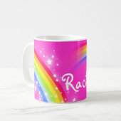 Persoonlijke naam meisjes mok regenboogroze regenb (Voorkant links)