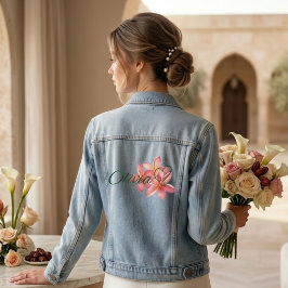 Persoonlijke naam met bloem denim jacket