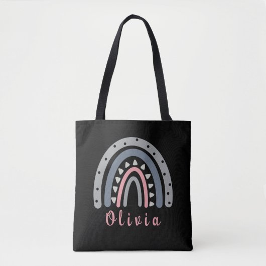 Persoonlijke naam met Cool Boho Rainbow Tote Bag (Voorkant)
