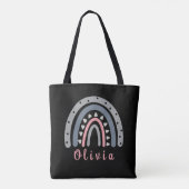 Persoonlijke naam met Cool Boho Rainbow Tote Bag (Achterkant)