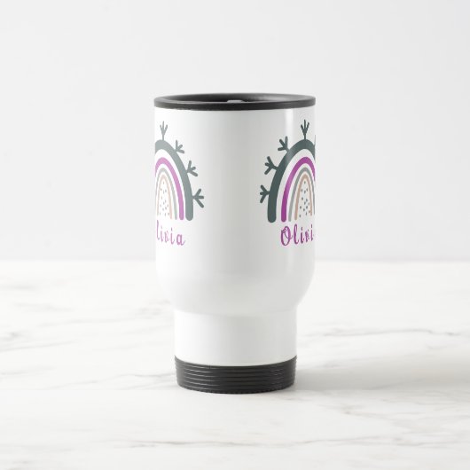 Persoonlijke naam met Cute Boho Rainbow Reisbeker (Center)
