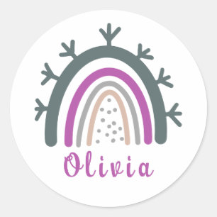 Persoonlijke naam met Cute Boho Rainbow Ronde Sticker