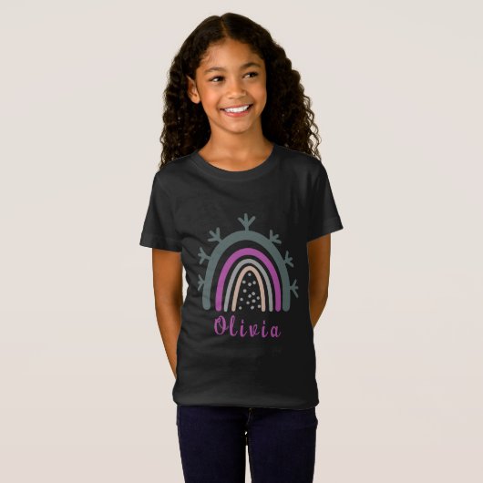 Persoonlijke naam met Cute Boho Rainbow T-shirt (Voorkant volledig)