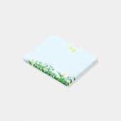 Persoonlijke naam met Daisy Flowers Light Blue Post-it® Notes (Schuin)