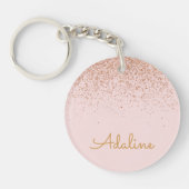Persoonlijke naam met gouden glitters in monograms sleutelhanger (Voorkant)