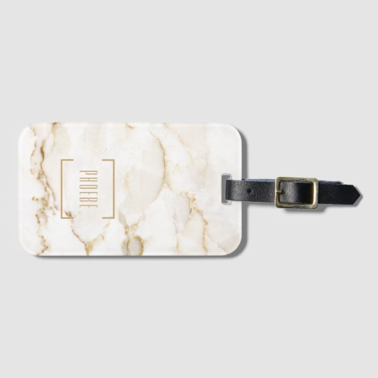 Persoonlijke naam met gouden marmer-effect bagagelabel (Voorkant (horizontaal))