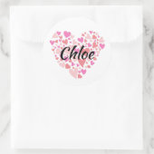 Persoonlijke naam met hart ronde sticker (Tas)