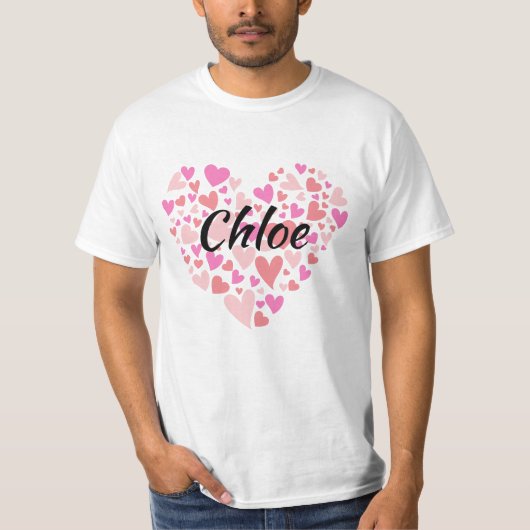 Persoonlijke naam met hart t-shirt (Voorkant)