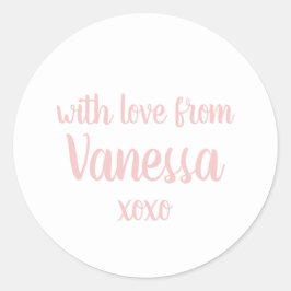 Persoonlijke naam met liefde roze wit ronde sticker